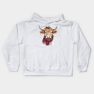 Christmas Highland Cow Kids Hoodie